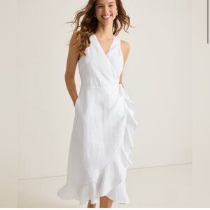 Tommy Bahama Coastalina Linen Midi Wrap Dress 2 White